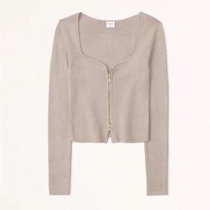 Abercrombie Zip-Up Notch-Neck Slim Top